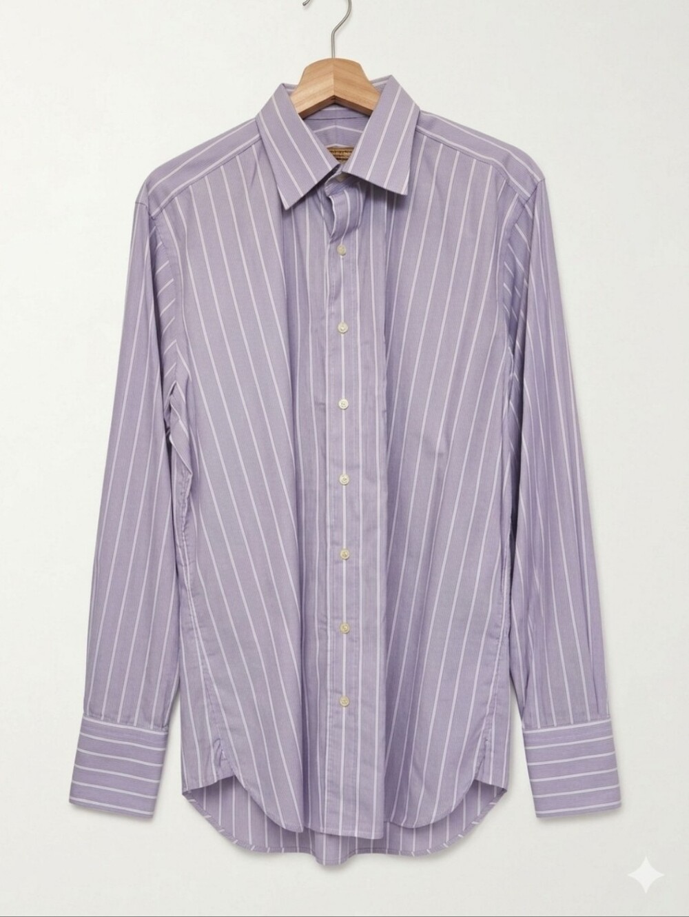 Paul Stuart Mens Purple Striped Dress Shirt Size 16 35 100% Cotton